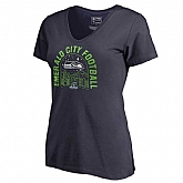 Women Seahawks Navy 2018 NFL Playoffs Emerald City Football T-Shirt